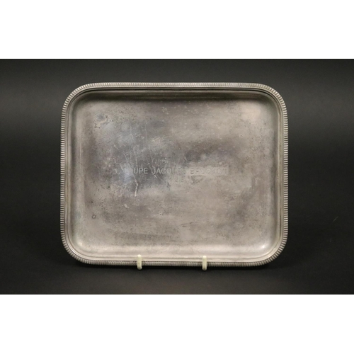 1128 - Tennis trophy tray. Inscribed COUPE JACQUES BRUGNON 1988. Approx 20cm x 16cm. Provenance: Ken Rosewa... 