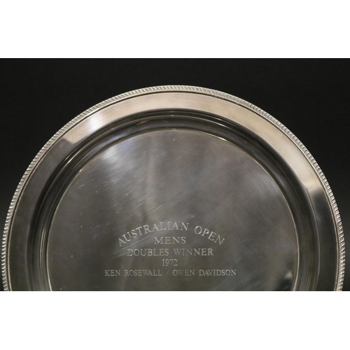 1239 - Australian Open. Tennis trophy. Inscribed, AUSTRALIAN OPEN MENS DOUBLES WINNER 1972 KEN ROSEWALL / O... 