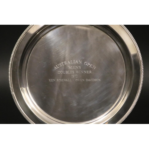 1239 - Australian Open. Tennis trophy. Inscribed, AUSTRALIAN OPEN MENS DOUBLES WINNER 1972 KEN ROSEWALL / O... 