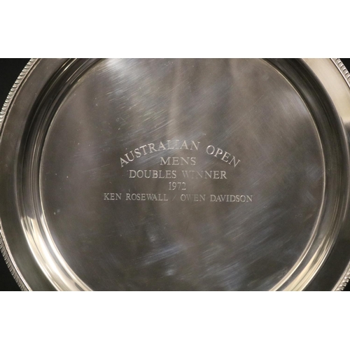 1239 - Australian Open. Tennis trophy. Inscribed, AUSTRALIAN OPEN MENS DOUBLES WINNER 1972 KEN ROSEWALL / O... 