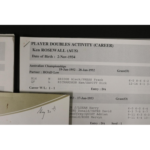 1283 - Records - Player Singles Activity (Career) Ken Rosewall (AUS) and Player Doubles Activity (Career) K... 