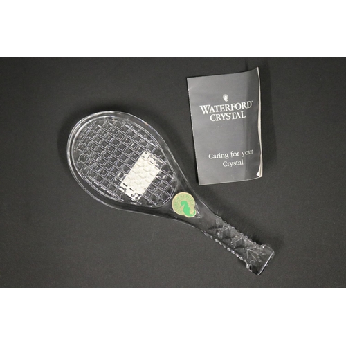 1324 - Waterford crystal tennis racquet. Approx 18cm L. Provenance: Ken Rosewall Collection