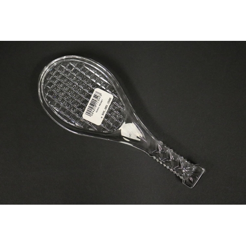 1324 - Waterford crystal tennis racquet. Approx 18cm L. Provenance: Ken Rosewall Collection