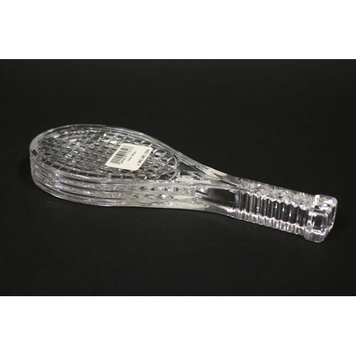 1324 - Waterford crystal tennis racquet. Approx 18cm L. Provenance: Ken Rosewall Collection