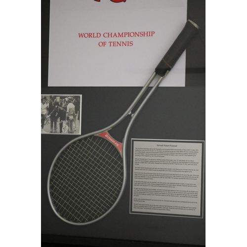 1348 - Shadow framed 1971 WCT Final used Seamco racquet with signed photograph of Ken Rosewall & Rod Laver ... 