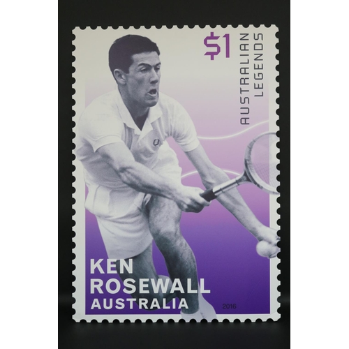1002 - Large Ken Rosewall Australian Legends stamp, with Australia Post album to include an example of the ... 