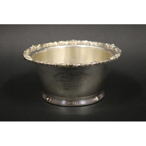 1176 - AUSTRALIAN OPEN. Tennis trophy in the form a bowl. Inscribed, LAWN TENNIS ASSOC. OF AUSTRALIA MEN'S ... 