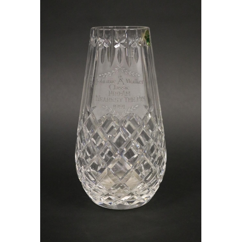 1327 - Waterford crystal tennis trophy, marked Johnnie Walker Classic PRO-AM NEARTEST THE PIN 1991. Approx ... 