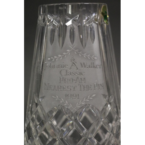 1327 - Waterford crystal tennis trophy, marked Johnnie Walker Classic PRO-AM NEARTEST THE PIN 1991. Approx ... 