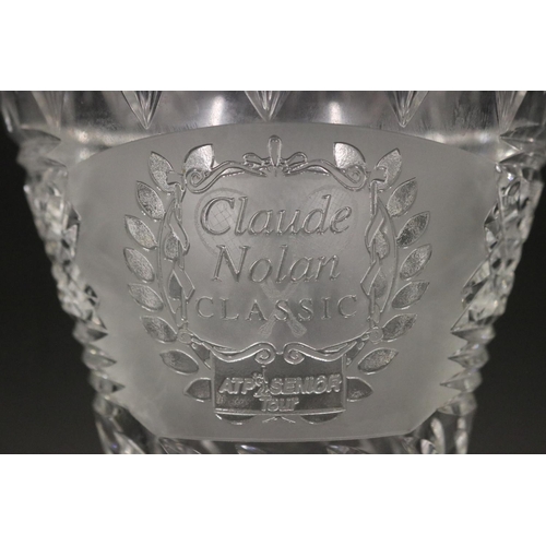 1360 - Cut crystal tennis trophy, marked Claude Nolan CLASSIC ATP SENIOR Tour. Approx 27cm H x 16cm Dia. Pr... 