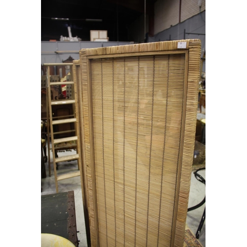 178 - Bamboo three panel folding screen, approx, 172cm H x 126cm W