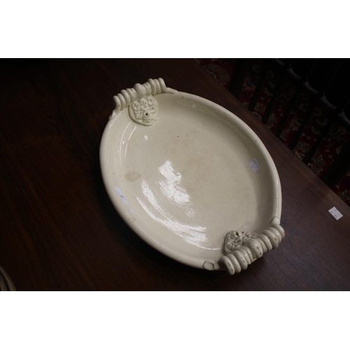 8 - Decorative Italian twin handled platter, approx 5.5cm H x 42cm W x 30cm D