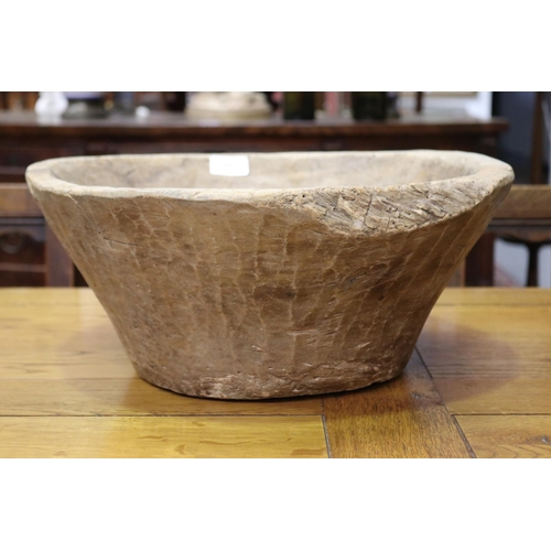 65 - Primitive wooden bowl, approx 41cm D x 17.5 cm H