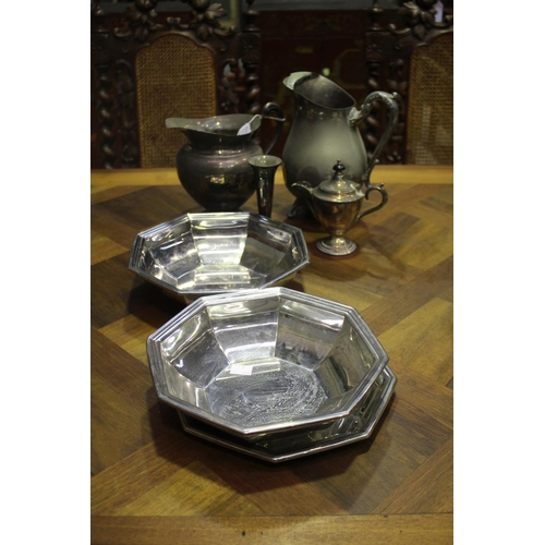 107 - Assortment of silver plate to include jugs, bowls, etc, approx 22cm H and shorter