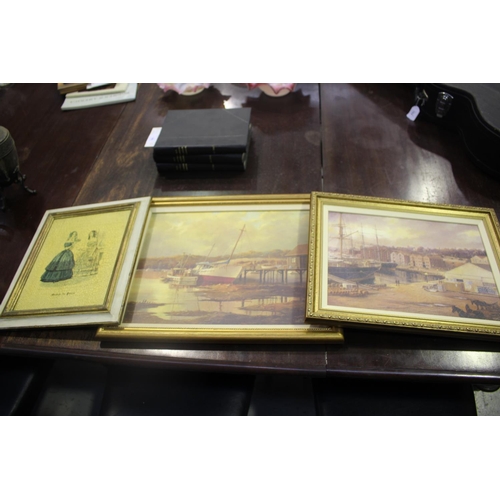 160 - Three decorative pictures, approx 33cm x 41cm and smaller (3)