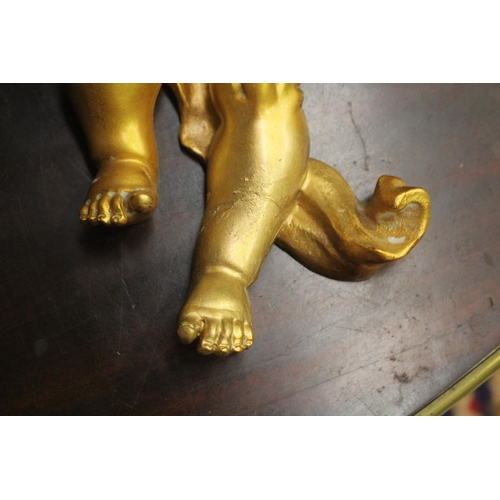 196 - Pair of decorative gilt cherub wall mounts, repairs to one, AF to other, each approx 41cm H x 30cm W... 