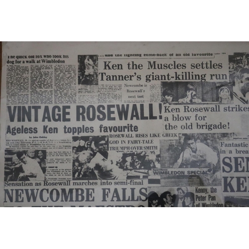 1341 - Framed collage of newspaper headlines 