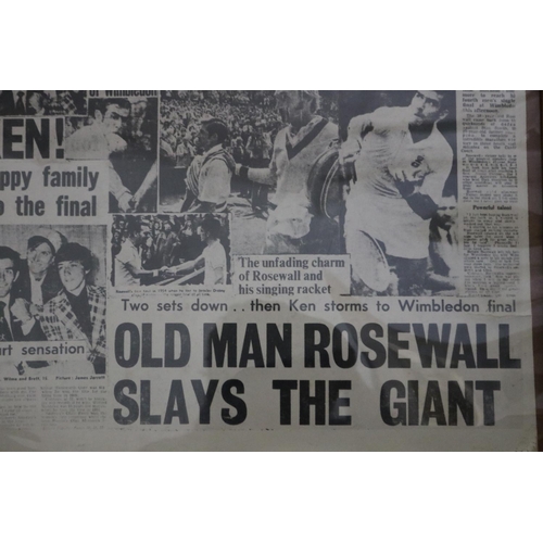 1341 - Framed collage of newspaper headlines 