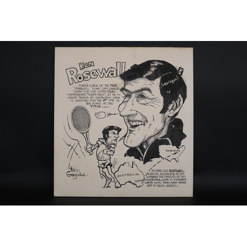 1244 - Ink Caricature by Fred Gregovich (American) Player Coach of the Pittsburgh Triangles. Plays Jim Conn... 