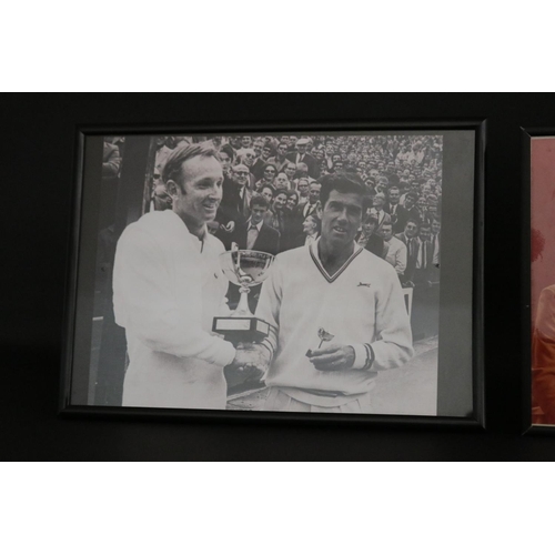 1282 - Three framed photographs to include first ever Pro Event at Wimbledon August 1967 finalist Rod Laver... 