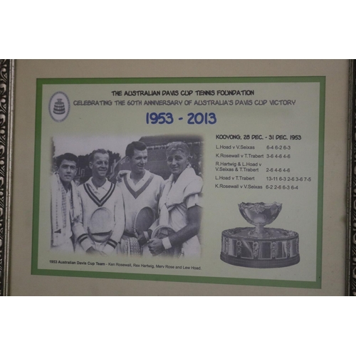 1290 - Framed The Australian Davis Cup Tennis Foundation, Celebrating the 60th Anniversary of Australia's D... 