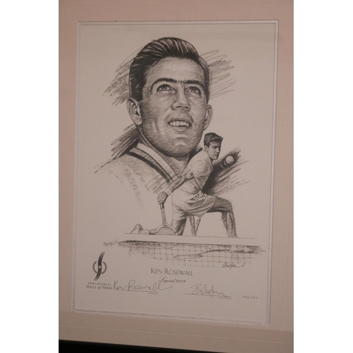 1299 - Ken Rosewall Legend 2009, Sport Australia Hall of Fame, Brian Clinton Print 2 of 3. Approx 47cm x 32... 