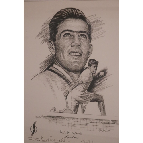 1299 - Ken Rosewall Legend 2009, Sport Australia Hall of Fame, Brian Clinton Print 2 of 3. Approx 47cm x 32... 