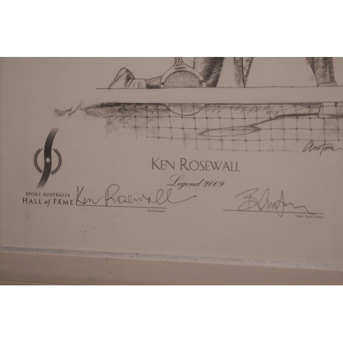 1299 - Ken Rosewall Legend 2009, Sport Australia Hall of Fame, Brian Clinton Print 2 of 3. Approx 47cm x 32... 