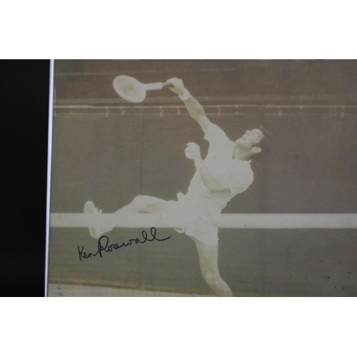 1338 - Signed black & white photograph of Ken Rosewall at Wimbledon 1968. Approx 39cm x 49cm. Provenance: K... 