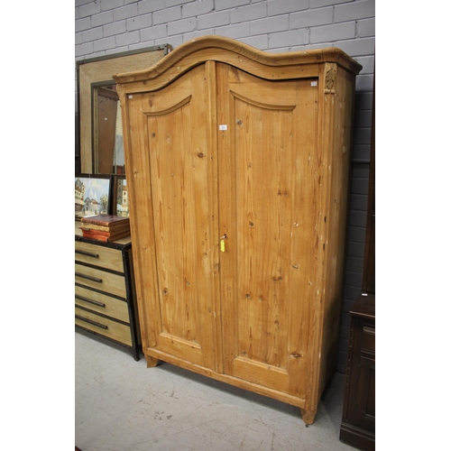 276 - Antique European pine rustic two door armoire, approx, 185cm H x 50cm W x 111cm D