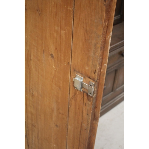 276 - Antique European pine rustic two door armoire, approx, 185cm H x 50cm W x 111cm D