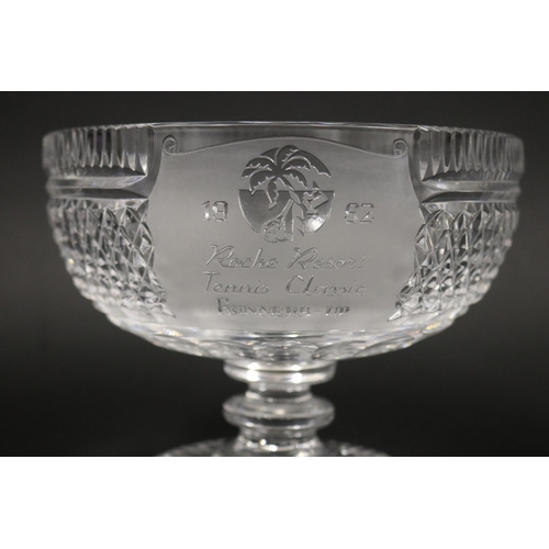 1308 - Cut crystal tennis trophy, marked Roche Resort Tennis Classic Runners-up 1992, Marked Waterford. App... 