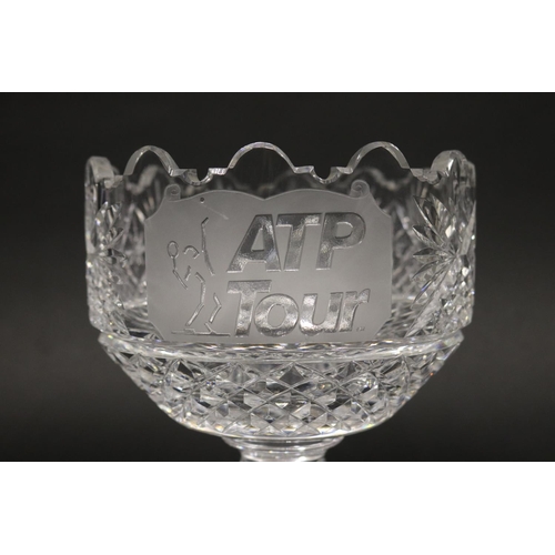 1332 - Cut crystal tennis trophy, marked ATP Tour, marked Waterford (Has chips) Approx 19cm H x 16cm Dia. P... 