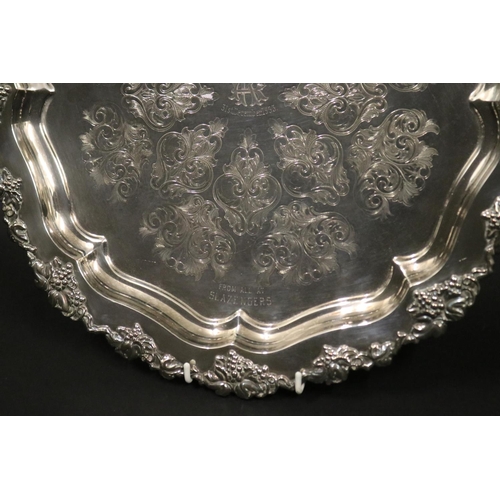 1108 - Presentation tray, inscribed TO COMMEMORATE THE WINNING OF THE DECISIVE MATCH IN THE DAVIS CUP CHALL... 