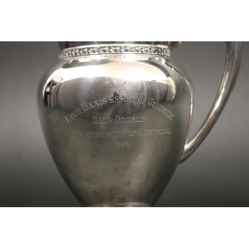 1175 - AUSTRALIAN OPEN. Tennis trophy in the form of a jug. Inscribed, LAWN TENNIS ASSOC. OF AUSTRALIA MENS... 