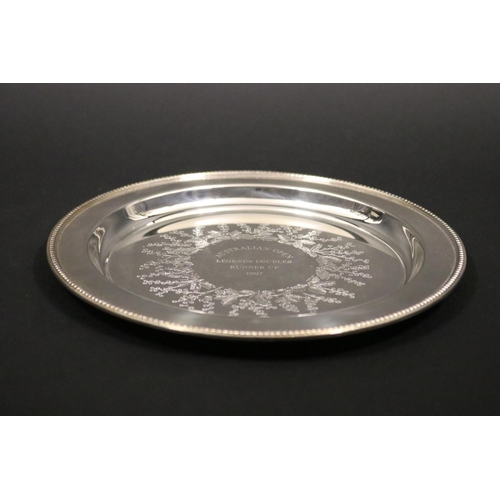 1296 - Tennis trophy. Inscribed, AUSTRALIAN OPEN LEGENDS DOUBLES RUNNER UP 1997. Approx 22cm Dia. Provenanc... 