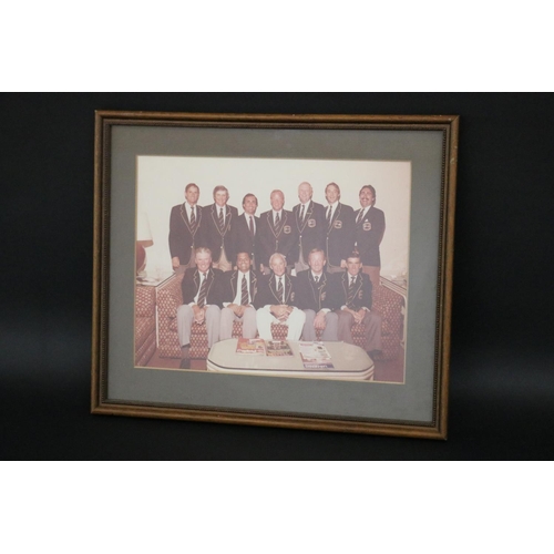 1318 - Coloured photograph Over 45 Grand Masters Tour-BACK ROW. Mal Anderson, Roy Emerson, Alan Morell(IMG)... 