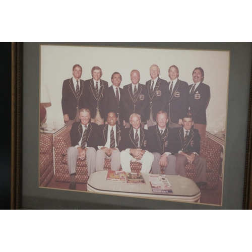 1318 - Coloured photograph Over 45 Grand Masters Tour-BACK ROW. Mal Anderson, Roy Emerson, Alan Morell(IMG)... 