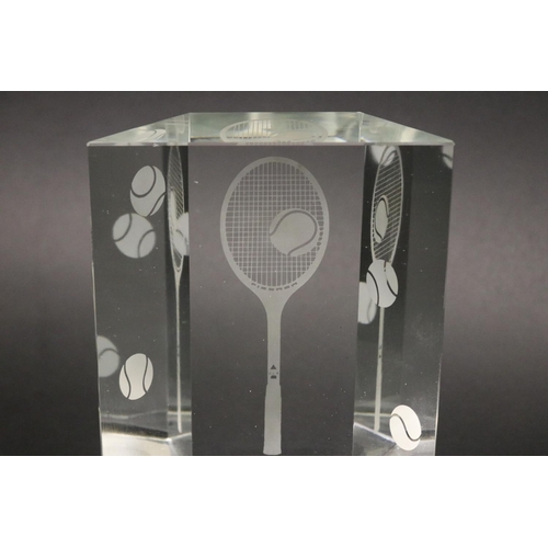 1323 - Tennis award. Inscribed ATP Great Player of the Past Ken Rosewall December 2, 1986 New York City. Ap... 