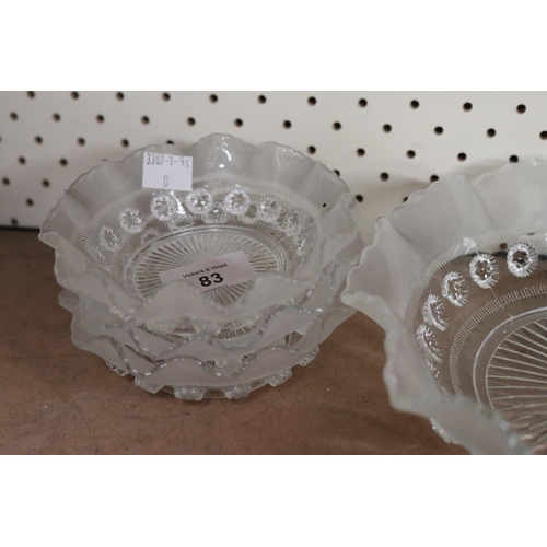 83 - Vintage pressed glass dessert service, approx 23cm Dia and smaller (7)