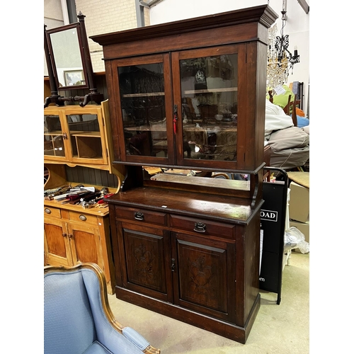 271 - Two height antique kitchen dresser, approx 227cm H x 122cm H x 47cm D