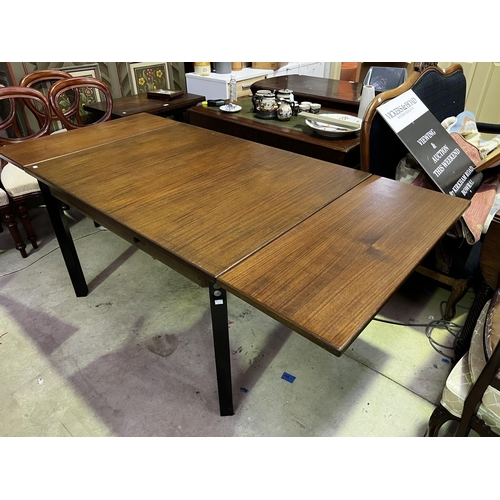 341 - Modern two leaf dining table, approx 74cm H x 197cm W extended, 92cm D x 121cm W not extended