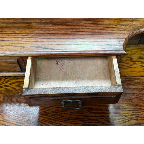 353 - Antique 1920's English oak wing dressing table, approx 188cm H x 108cm W x 49cm D