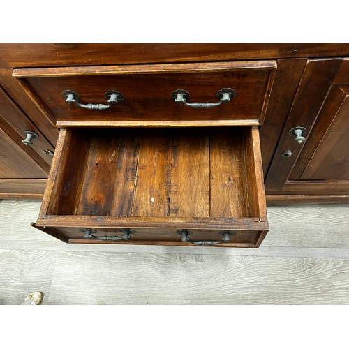 373 - Two door three drawer teak sideboard, approx 162cm W X 57cm D x 93cm H