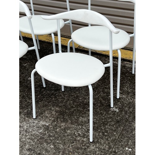 377 - Set of eight new Hans Wegner design white finished wish bone dining chairs (8)