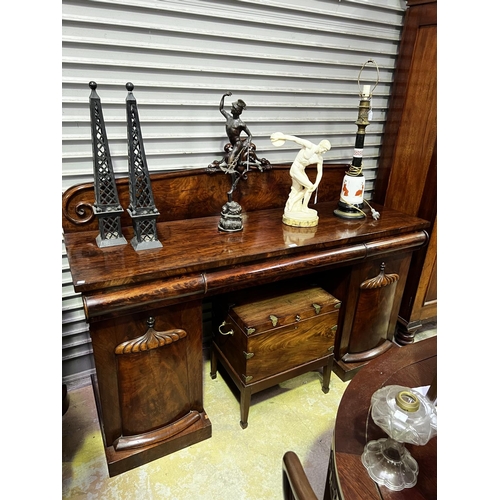 403 - Good quality antique mahogany twin pedestal sideboard, approx 134cm H x 184cm W x 63cm D