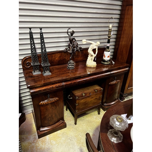 403 - Good quality antique mahogany twin pedestal sideboard, approx 134cm H x 184cm W x 63cm D
