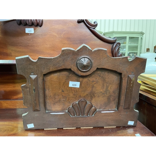 419 - Antique walnut shelf paper or letter holder. approx  46 cm W