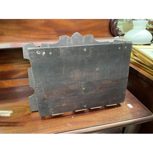 419 - Antique walnut shelf paper or letter holder. approx  46 cm W