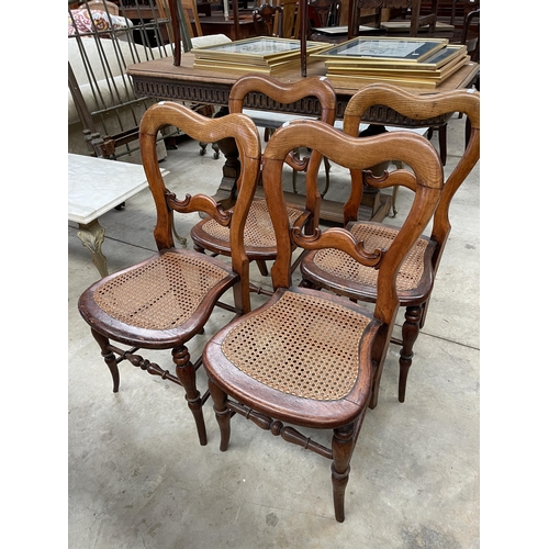 429 - Set of four antique English cottage chairs, in elm and beech, caned seats (4)